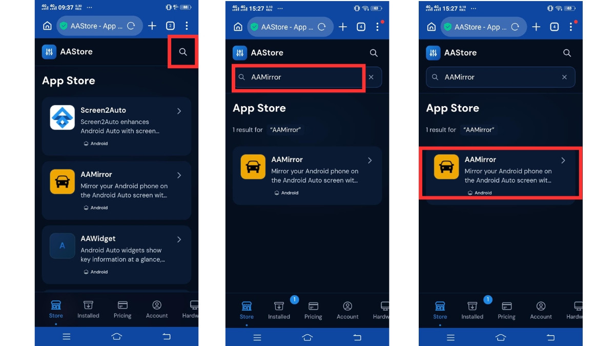 Search for AAMirror in AAStore app catalog